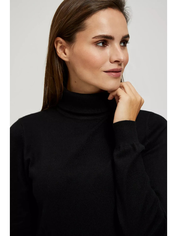 Moodo Črn pulover z rolakom Moodo