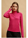Moodo Fuksijski pulover z rolakom Moodo
