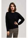 Moodo Črn pulover z okrasnim pletenjem in dolgimi rokavi Moodo