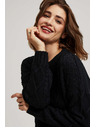 Moodo Črn pulover z okrasnim pletenjem in dolgimi rokavi Moodo