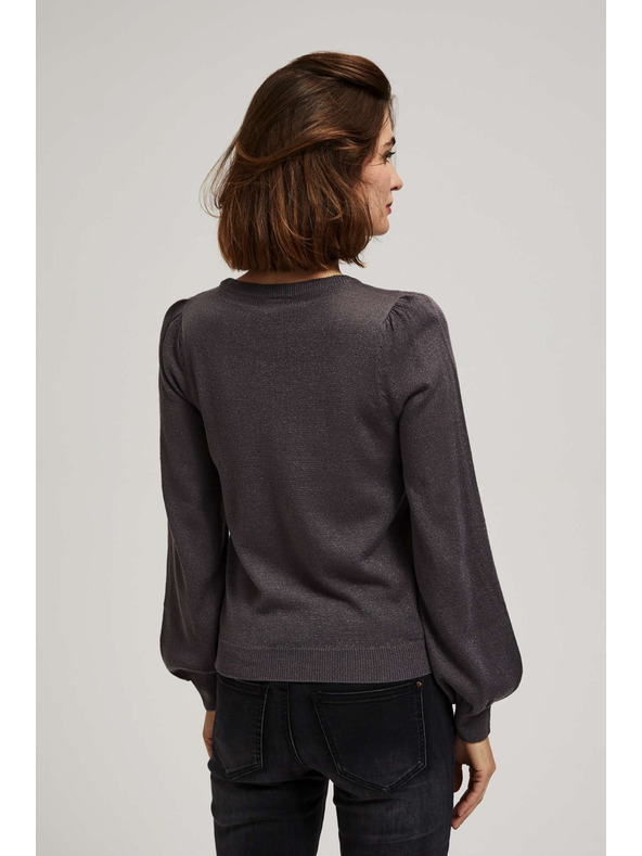 Moodo Pulover z napihnjeni rokavi in metalnim thread-om Moodo