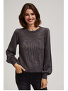 Moodo Pulover z napihnjeni rokavi in metalnim thread-om Moodo