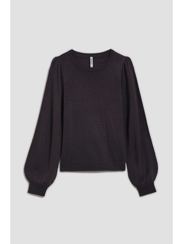 Moodo Pulover z napihnjeni rokavi in metalnim thread-om Moodo