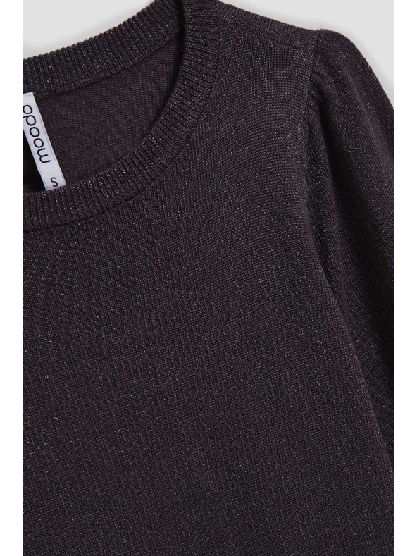 Moodo Pulover z napihnjeni rokavi in metalnim thread-om Moodo