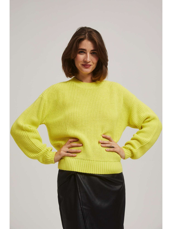 Moodo Limetkin pulover z okroglim izrezom Moodo