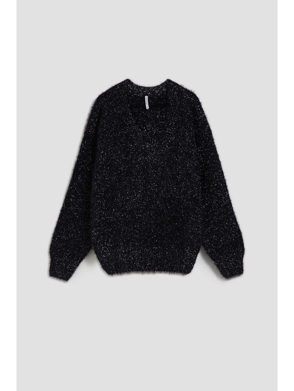 Moodo Pulover z V-izrezom in metalnim nitkom Moodo