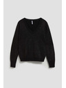 Moodo Črn pulover z metalnim vlaknom in V-izrezom Moodo