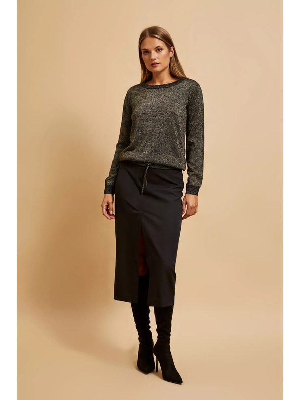 Moodo Črn pulover z metalnim vlaknom Moodo