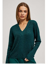 Moodo Oprijemljiv pulover z V-izrezom smaragden Moodo