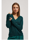 Moodo Oprijemljiv pulover z V-izrezom smaragden Moodo