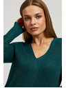 Moodo Oprijemljiv pulover z V-izrezom smaragden Moodo