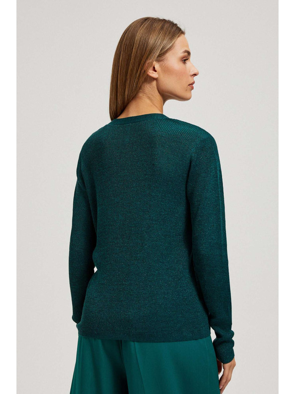 Moodo Oprijemljiv pulover z V-izrezom smaragden Moodo