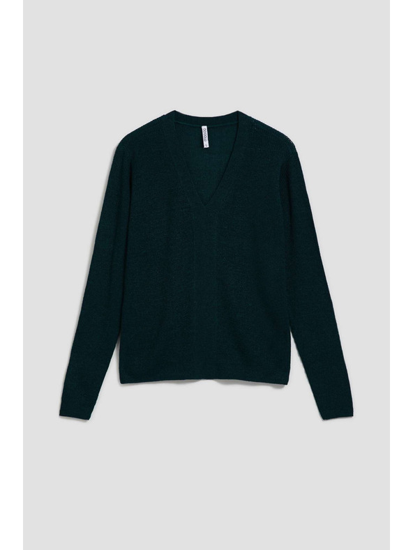 Moodo Oprijemljiv pulover z V-izrezom smaragden Moodo