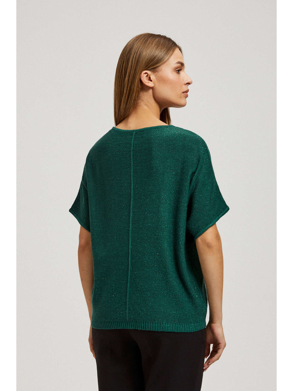 Moodo Oversized pulover z metalnim nitkom smaragden Moodo