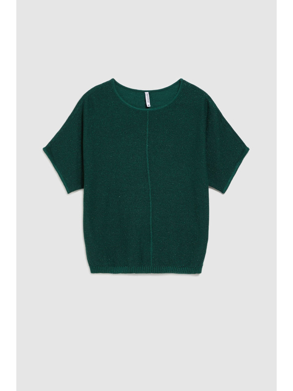 Moodo Oversized pulover z metalnim nitkom smaragden Moodo