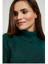 Moodo Pulover z ovratnikom, okrašen z metalnim nitkom smaragden Moodo