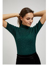 Moodo Pulover z ovratnikom, okrašen z metalnim nitkom smaragden Moodo