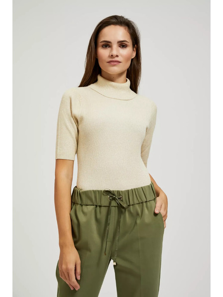 Moodo Pulover z ovratnikom, okrašen z metalnim nitkom bisernih odtenkov Moodo