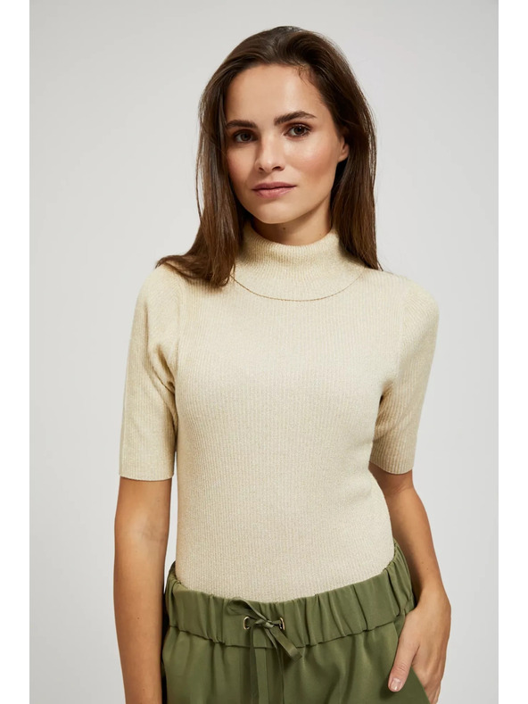 Moodo Pulover z ovratnikom, okrašen z metalnim nitkom bisernih odtenkov Moodo