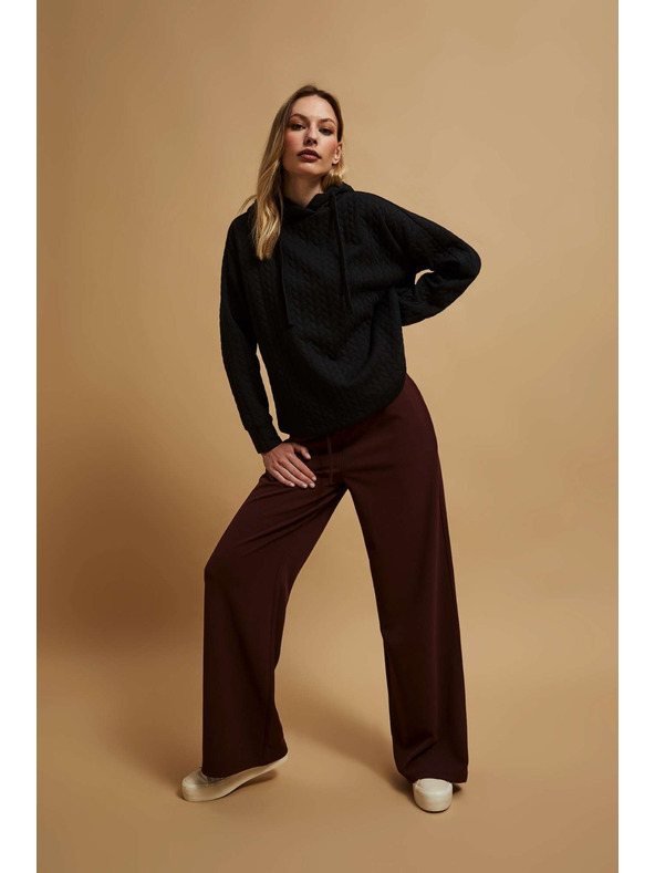 Moodo Pulover s kapuco črn Moodo