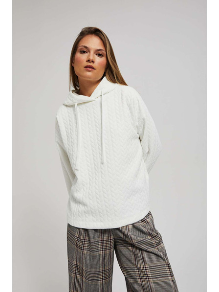 Moodo Pulover s kapuco in dolgimi rokavi bisernih odtenkov Moodo