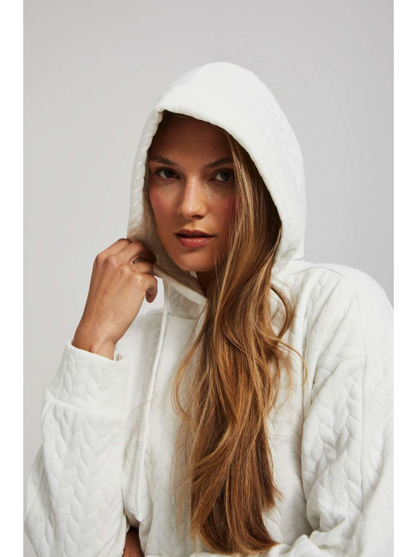 Moodo Pulover s kapuco in dolgimi rokavi bisernih odtenkov Moodo