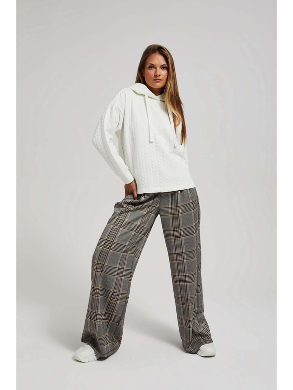 Moodo Pulover s kapuco in dolgimi rokavi bisernih odtenkov Moodo