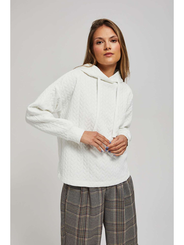 Moodo Pulover s kapuco in dolgimi rokavi bisernih odtenkov Moodo