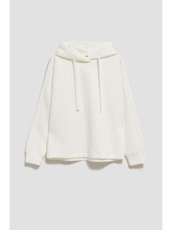 Moodo Pulover s kapuco in dolgimi rokavi bisernih odtenkov Moodo