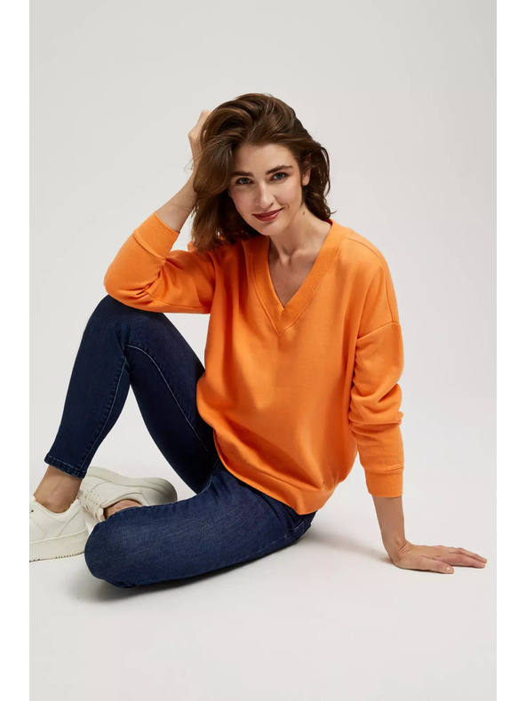 Moodo Bluza z V-izrezom oranžna Moodo