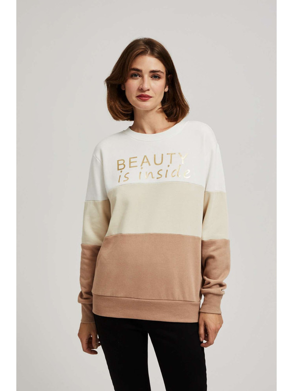 Moodo Pulover s potiskom temno bež Moodo