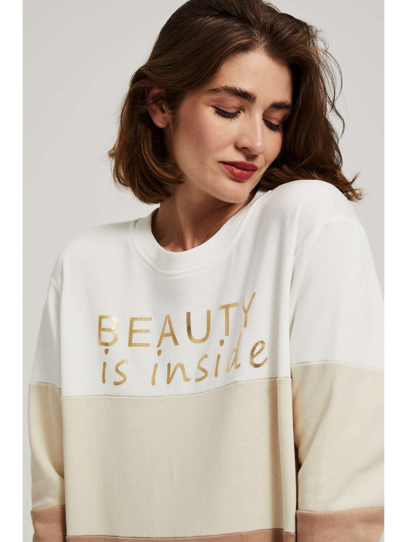 Moodo Pulover s potiskom temno bež Moodo