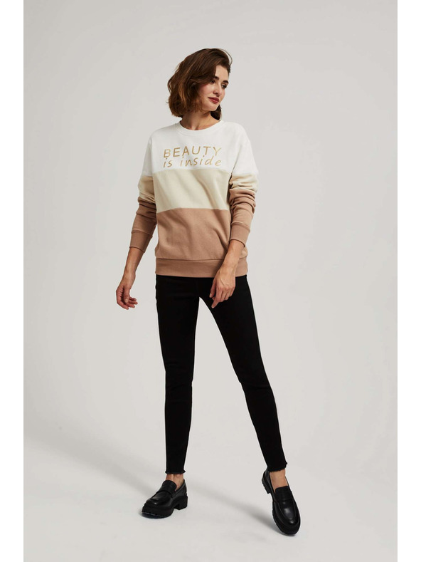 Moodo Pulover s potiskom temno bež Moodo