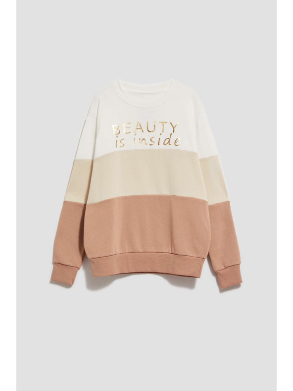 Moodo Pulover s potiskom temno bež Moodo