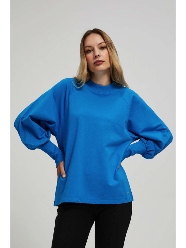 Moodo Bluza z napihnjenimi rokavi azurna Moodo