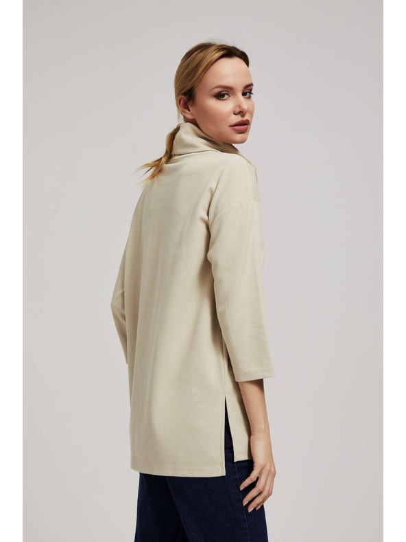 Moodo Hoodie s širokim ovratnikom peščene barve Moodo