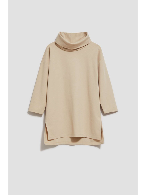 Moodo Hoodie s širokim ovratnikom peščene barve Moodo