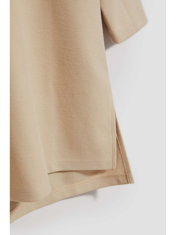 Moodo Hoodie s širokim ovratnikom peščene barve Moodo