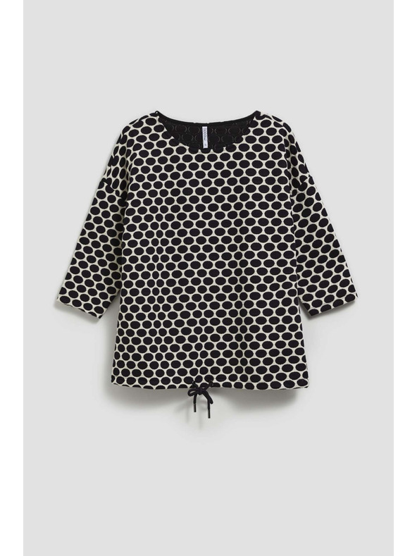 Moodo Bela in temno modra bluza z geometrijskim vzorcem Moodo