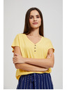Moodo Rumena majica z gumbi na izrezu Moodo