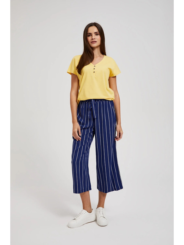 Moodo Rumena majica z gumbi na izrezu Moodo