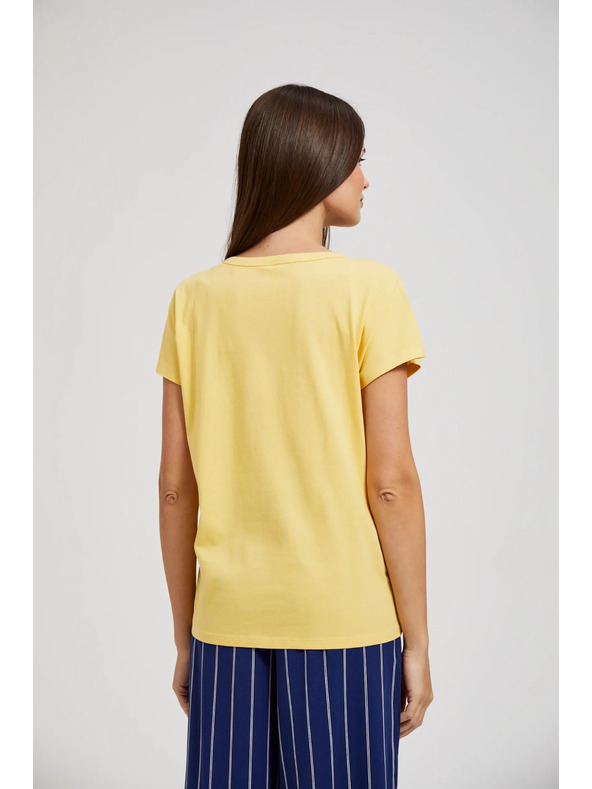 Moodo Rumena majica z gumbi na izrezu Moodo