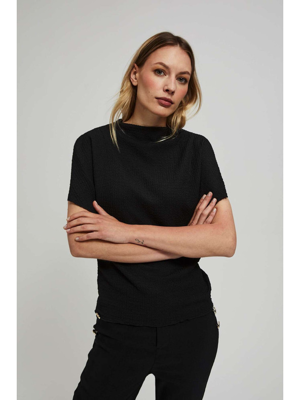 Moodo Elegantna črna bluza s širokimi rokavi Moodo