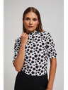 Moodo Vzorčasta bluza s polo ovratnikom bisernih tonov Moodo