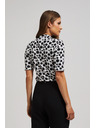 Moodo Vzorčasta bluza s polo ovratnikom bisernih tonov Moodo