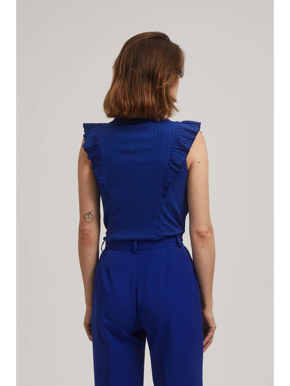 Moodo Rebrasta bluza z volančkom modra Moodo