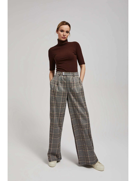 Moodo Rebrasta bluza z visokim ovratnikom rjava Moodo