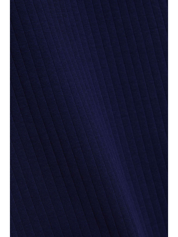 Moodo Rebrasta bluza z visokim ovratnikom temno modra Moodo