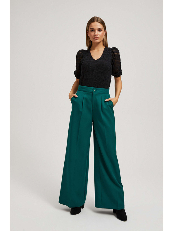 Moodo Črna čipkasta bluza z napihnjnimi rokavi Moodo