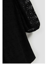 Moodo Črna čipkasta bluza z napihnjnimi rokavi Moodo